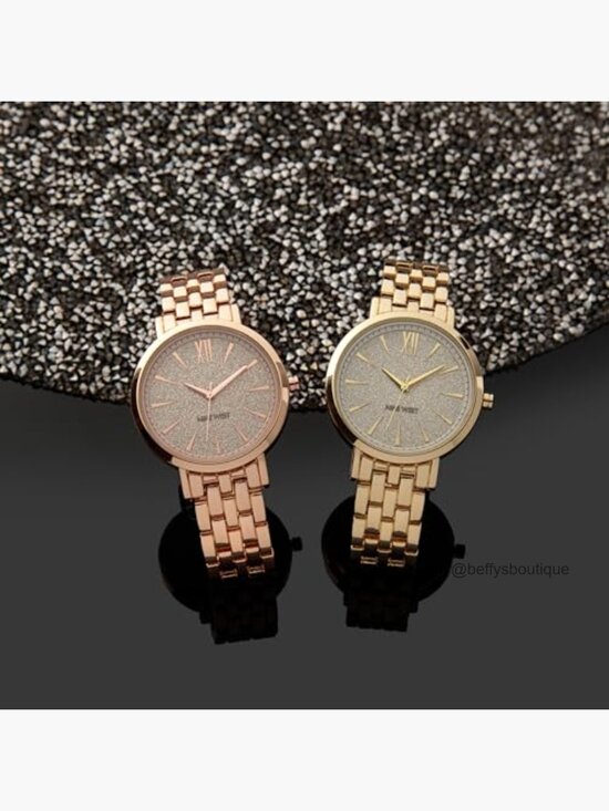Women\'s Analog Wrist Watch with Glitter Dial and Crystal Accents main image 4